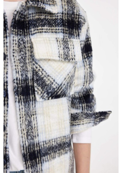 Erkek Çocuk Oversize Geniş Kalıp Polo Yaka Flanel Kareli Gömlek C9076A824WN