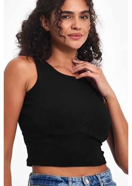 Fitilli Siyah Crop Halter Yaka Sıfır Kol Pamuklu 3'lü Kadın Atlet fiyatları