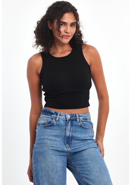 Fitilli Siyah Crop Halter Yaka Sıfır Kol Pamuklu 3'lü Kadın Atlet indirimleri