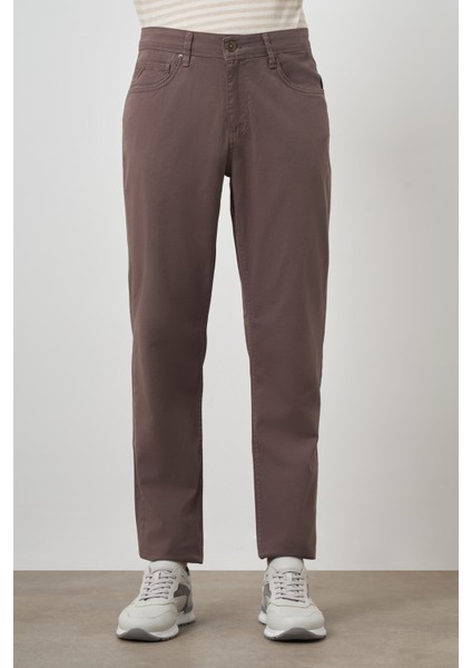 Erkek Kahve Pamuk 5 Cep Dynamic Fit Jean Kot Pantolon