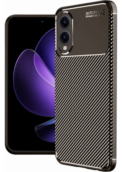 Samsung Galaxy S25 Edge Kılıf Auto Focus Karbon Kapak - Kahverengi - CPT102346-8103