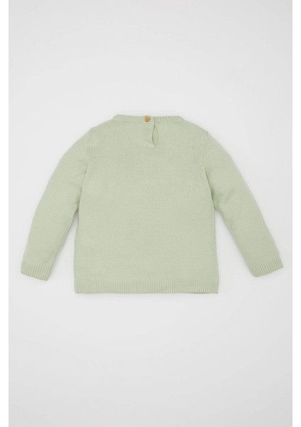 Kız Bebek Bisiklet Yaka Basic Düz Triko Kazak X8187A224AU