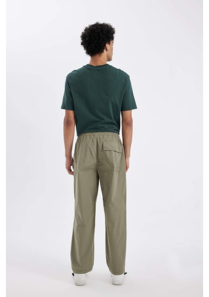 %100 Pamuk Yazlık Jogger Pantolon Wide Leg Bol Rahat Kesim Paraşüt Beli Bağcıklı Geniş Bol Paça C9151AX24AU
