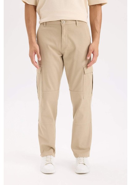 Gabardin Pantolon Wide Leg Bol Rahat Kesim Kargo Cepli Düz Paça C9160AX24AU