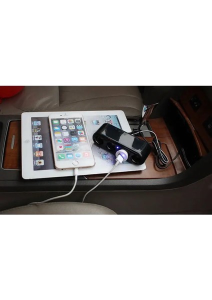 Yk Desing Güç Kaynağı 4 Portlu Çoklu Güç Soketi Dişi Araba Çakmak Adaptörü