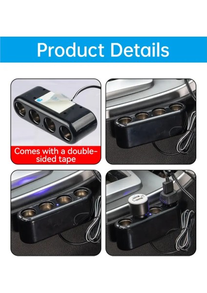 Yk Desing Güç Kaynağı 4 Portlu Çoklu Güç Soketi Dişi Araba Çakmak Adaptörü modelleri