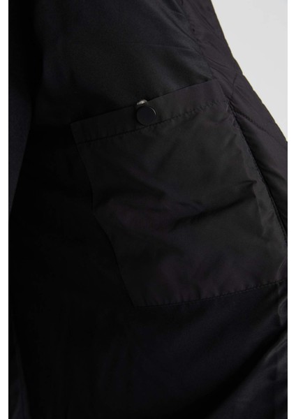 Su Geçirmez Uzun Şişme Mont Parka Isı Yalıtımlı Kapüşonlu Kapitoneli Fermuarlı Cepli A2362AX24CW