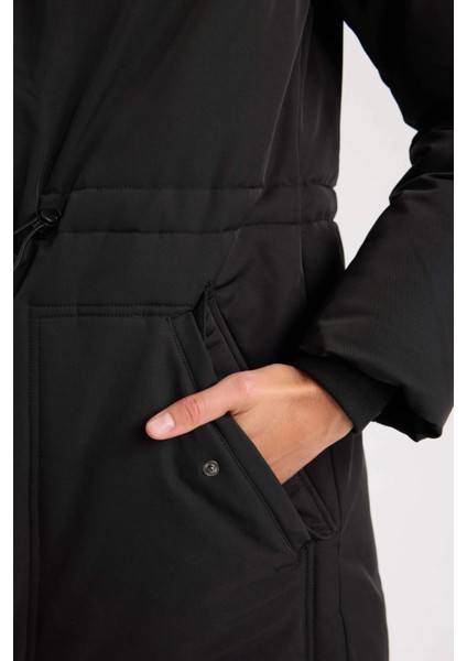 Su Geçirmez Şişme Mont Parka Oversize Geniş Kalıp Çıkarılabilir Suni Kürk Kapüşonlu Fermuarlı Çıtçıtlı Cepli A4074AX24WN