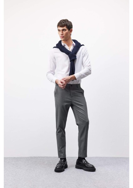 Tailored Fit Normal Kesim Düz Paça Her Yöne Esneyen Yazlık Kumaş Pantolon C7508AX24AU