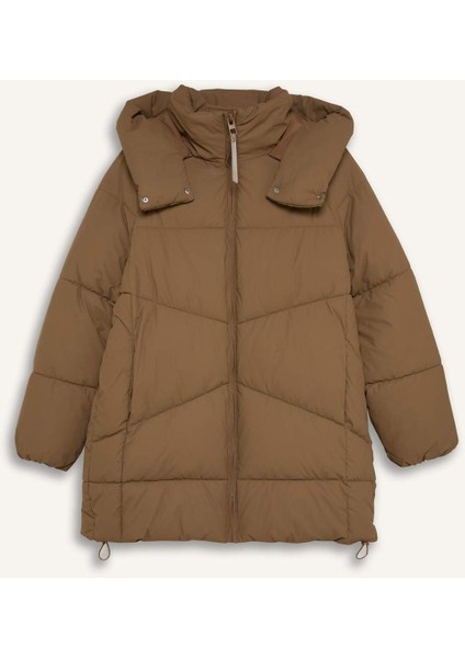 Su İtici Kapüşonlu Şişme Mont Parka Fermuar Çıtçıtlı Cepli C9372AX24WN
