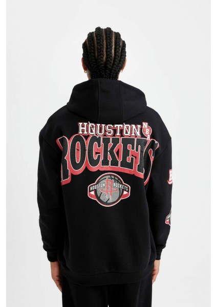 Fit NBA Houston Rockets Comfort Fit Kapüşonlu Kalın Sweatshirt C9276AX24AU