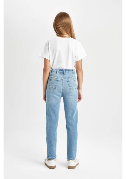 Kız Çocuk Skinny Fit Yırtık Detaylı Dar Paça Cepli Jean Pantolon C9483A824AU
