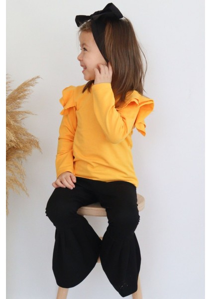 Kız Çocuk Violet Fırfırlı Uzun Kollu Ispanyol Alt Üst Eşofman Takım