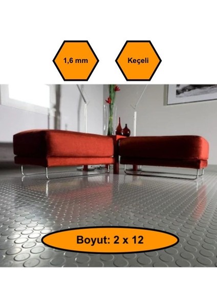 Gri Paralı Muşamba , Zemin Örtüsü, Kaymaz Özellikli Zemin Paspası, 2X12 Metre