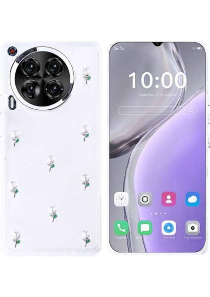 Tecno Camon 30 Kılıf Airbag Tasarımlı Simli Şeffaf Kırılmaz Sert Silikon Kuput Kapak
