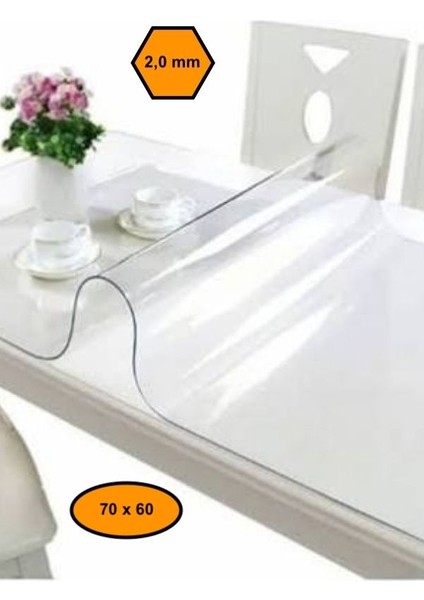 2,0 mm Pvc Masa Örtüsü, Şeffaf Masa Kaplaması, 70X60