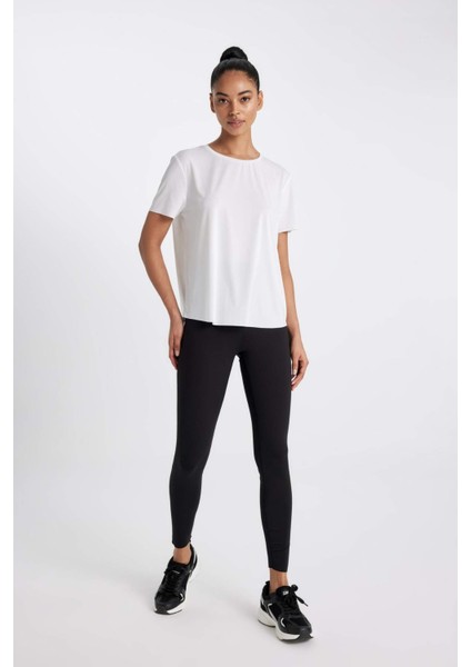 Fit Siyah Yüksek Bel Beli Saran Toparlayıcı Esnek Premium Sporcu Tayt C9191AX24AU