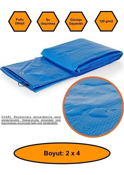 Ebatlı Çadır Branda, 120 Gr/m2 Su Geçirmez, Kamyon Saman Inşaat Gölgeleme Çadırı 2x4 Mrt2