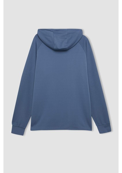 Mavi DeFactoFit Standart Fit Kapüşonlu Cepli Sporcu Sweatshirt C9171AX24AU