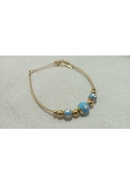 "blue Bloom" 316L Çelik Çiçek Detaylı Bileklik modelleri