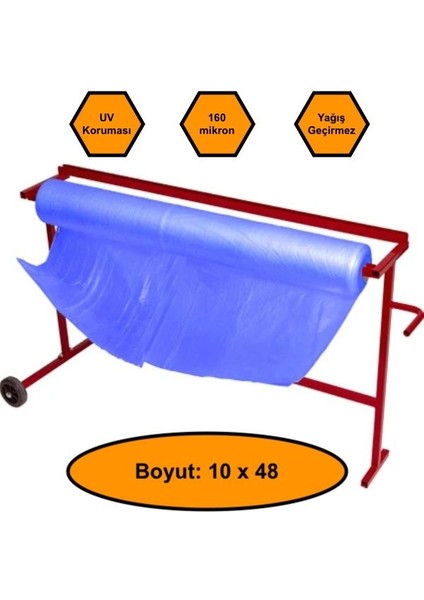 160 Micron Mavi Naylon Örtü, 10X48 Metre