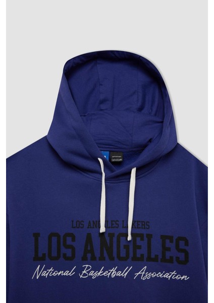 Fit NBA Los Angeles Lakers Oversize Geniş Kalıp Bisiklet Yaka Kalın Sweatshirt C9255AX24AU