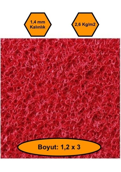 Kırmızı Kıvırcık Plastik Paspas, Dış Mekan Için Paspas, 1,2x3