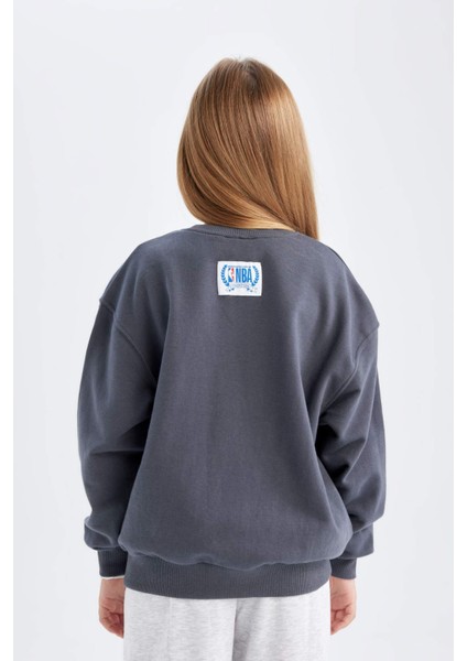 Kız Çocuk NBA Wordmark Oversize Geniş Kalıp Bisiklet Yaka Sweatshirt C9508A824AU