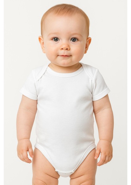 %100 Pamuk Kısa Kollu Çıtçıtlı Zarf Yaka 4'lü Bebek Body