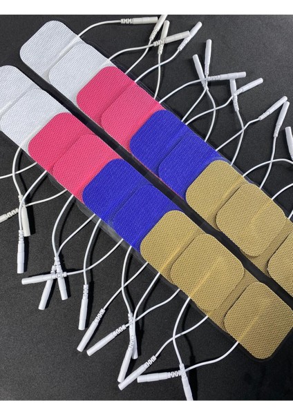 8 Paket, 16 Adet Pembe Tens Elektrod Pedi 5x5 cm Güçlendirilmiş Yapışkanlı Kumaş