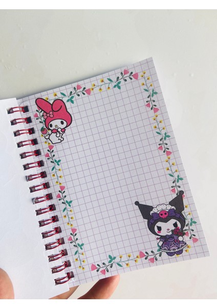 Kuromi Cinnamoroll Sticker Etiket Çıkartma 16 Sayfa (300 Adet) Su Geçirmez+Opak 8 Sayfa Not Defteri modelleri