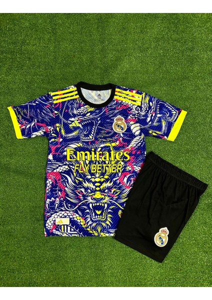 Real Madrid Cristiano Ronaldo Ejderha Desenli Çocuk Fıtbol Forması Hedyeli 4 Lü Set Çoarap Bileklik fiyatları