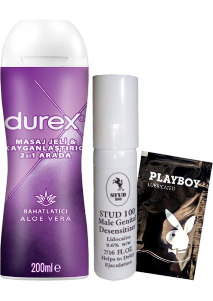 Aloe Vera 2'si 1 Arada Masaj & Kayganlaştırıcılı Özellikli Jel + STUD100 Geciktiricisprey + Hediye