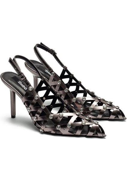 Kadın Ince Yüksek Topuklu Tokalı Taşlı Işlemeli Rugan Abiye Ayakkabı 5105