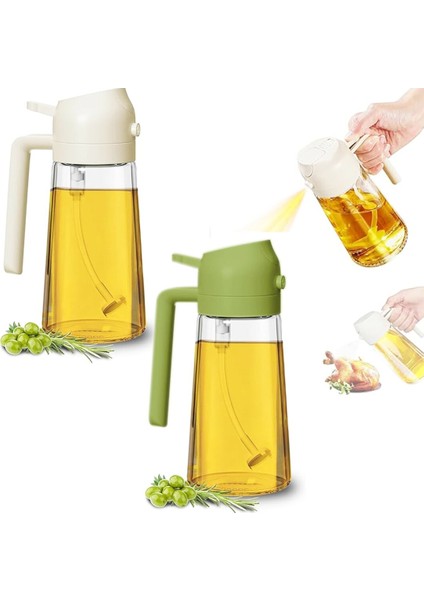 Cam Yağdanlık 2si 1 Arada Spreyli ve Akıtmalı 450 ml Kilitli Kapak Sürahi Model