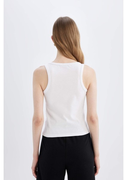 Slim Fit Dar Kesim U Yaka Basic Düz Ribana Atlet C9826AXNS