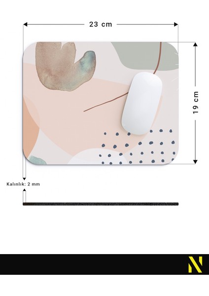 Soyut Yaprak Desenli Renkli Ergonomik Mouse Pad - 23 cm x 19 cm - Kaydırmaz Taban Ev ve Ofis Kullanımı Fare Altlığı Mousepad