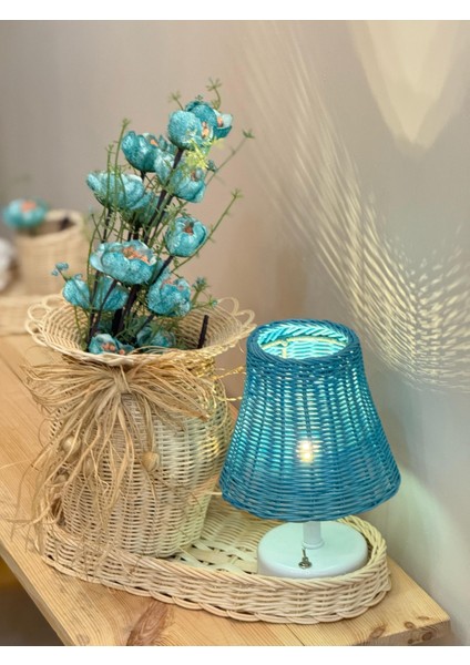 4'lü Rattan Mavi Gelincik Vazo Set fiyatları
