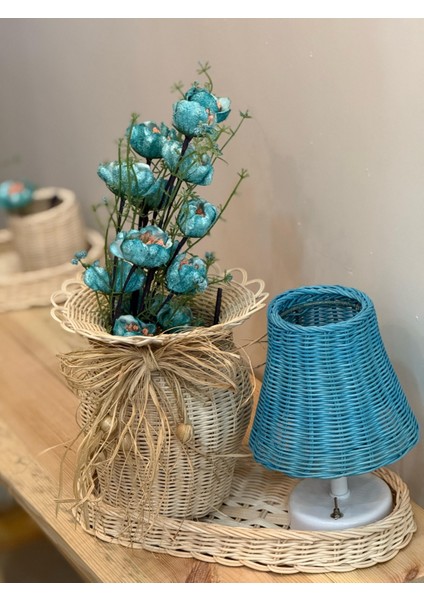 4'lü Rattan Mavi Gelincik Vazo Set fırsatları