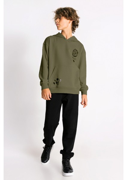 Erkek Çocuk Kapüşonlu Eşofman Takım Oversize Ön ve Sırt Baskılı