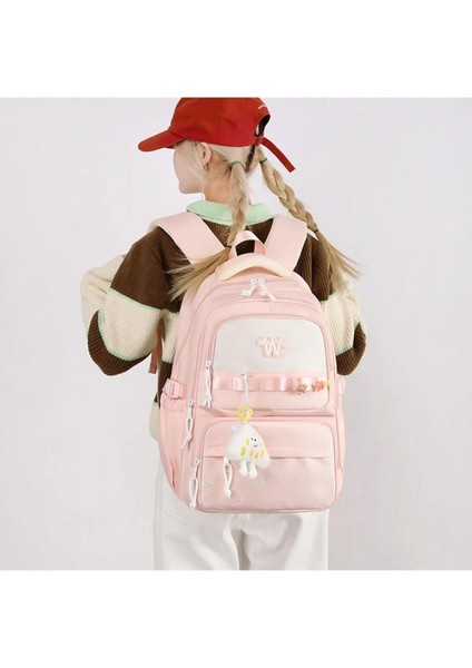 Kore Model Cute Bear Desenli Anahtarlıklı Okul ve Günlük Sırt Çantası modelleri