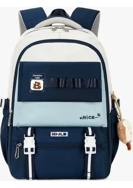 Kore Model Nice Bear Anahtarlıklı Renkli Okul Sırt Çantası