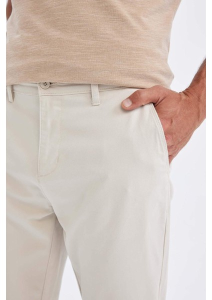 Chino Kanvas Pantolon Tapered Fit Normal Kesim Cepli