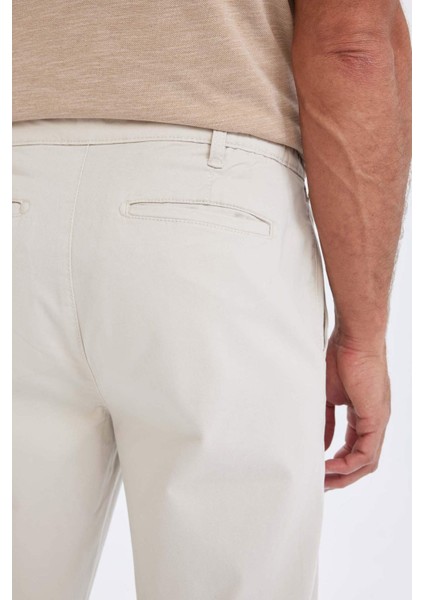 Chino Kanvas Pantolon Tapered Fit Normal Kesim Cepli
