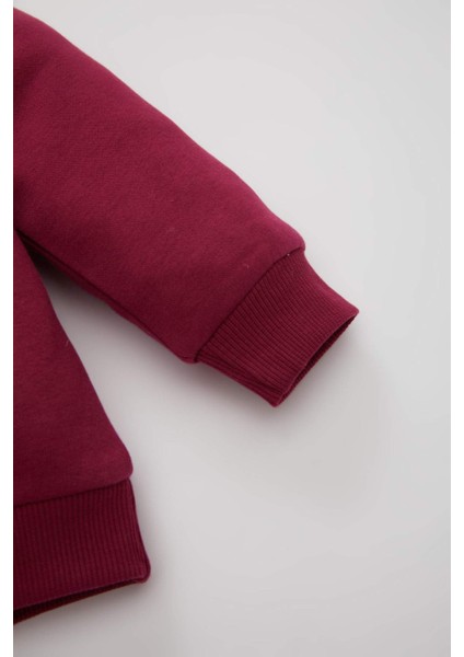 Kız Bebek 2'li Takım Baskılı Bisiklet Yaka Sweatshirt Beli Lastikli Eşofman Altı D0815A524AU