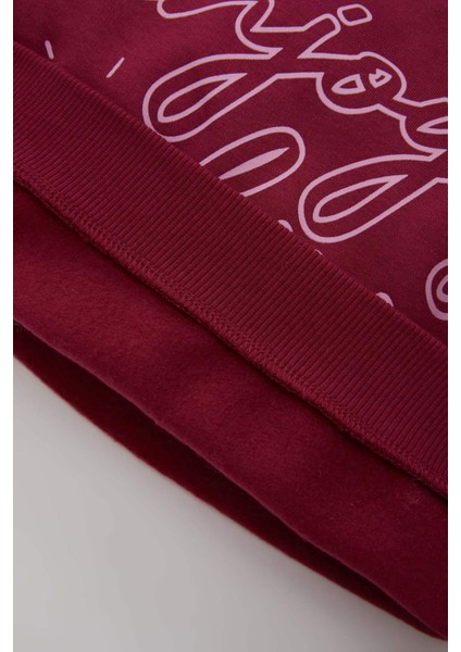 Kız Bebek 2'li Takım Baskılı Bisiklet Yaka Sweatshirt Beli Lastikli Eşofman Altı D0815A524AU