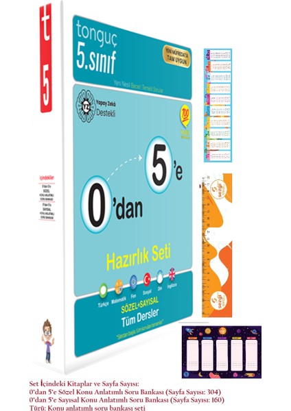 Tonguç Yayınları 5. Sınıf 0'dan 5'e Konu Anlatımlı Soru Bankası Set - Tüm Dersler Yaprak Test - Kafa Defteri