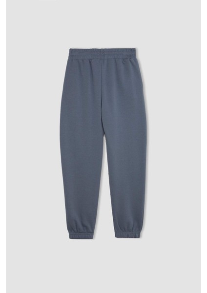 Kız Çocuk Gri Standart Fit Beli Paçası Lastikli Cepli Basic Düz Okul Jogger Eşofman Altı X9036A624AU