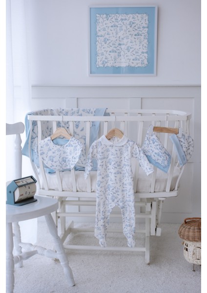 5'li Yenidoğan Seti - Toile De Jouy / Mavi modelleri