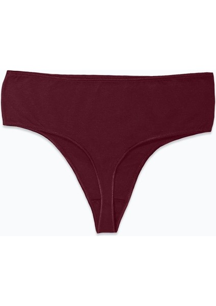 Kadın Bordo Gri Lacivert 6 Lı Paket Modal Yüksek Bel String Tanga 6M178